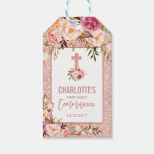 Etiqueta Para Presente Os favores Dourados cor-de-rosa do comunhão coram