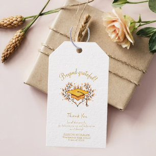 Etiqueta Para Presente ouro desenhado à mão boné de formatura Obrigado