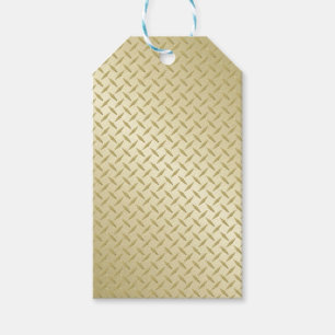 Etiqueta Para Presente Ouro Diamondplate Metal Look