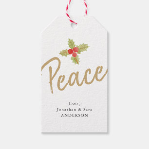Etiqueta Para Presente Ouro e White Christmas da paz  