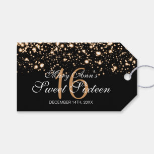 Etiqueta Para Presente Ouro Glam da meia-noite da festa de aniversário d