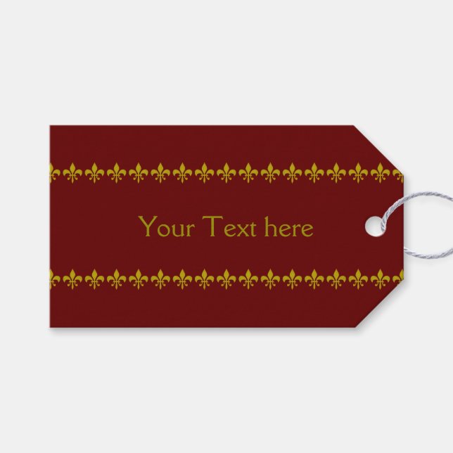 Etiqueta Para Presente Ouro Lily Border + seu plano de fundo e texto (Frente (horizontal))