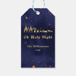 Etiqueta Para Presente Ouro Oh Noite Santa Céus Estrelados Natal