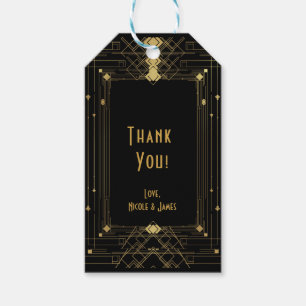 Etiqueta Para Presente Ouro & Preto Art Deco Gatsby Roaring 20's Elegante