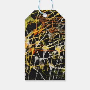 Etiqueta Para Presente Ouro Preto e Salpico Abstrato Prateado