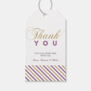 Etiqueta Para Presente Ouro & Roxo Tags de Agradecimento de Festa Moder