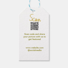 Etiqueta Para Presente Ouro Scan QR code glitter elegante calligr simples