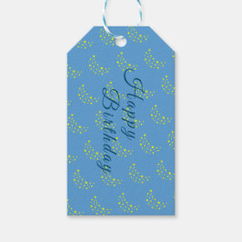 Etiqueta Para Presente Ouro Starry Moon, Picton Blue Happy Birday