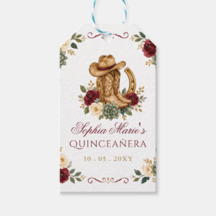 Etiqueta Para Presente Ouro Vermelho Cavalo Ocidental Floral Charra Quinc