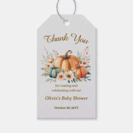 Etiqueta Para Presente Outono De Abóbora Boho Floral Agradecido