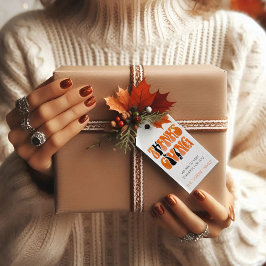 Etiqueta Para Presente outono de Ação de Graças do Grafite Branco Moderno