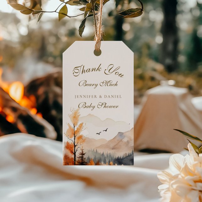 Etiqueta Para Presente Outono Rústico Montanhês Agradecido Ursinho (Criador carregado)