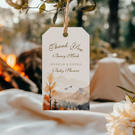 Etiqueta Para Presente Outono Rústico Montanhês Agradecido Urso