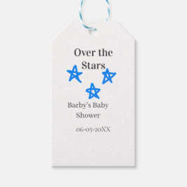 Etiqueta Para Presente Over the Stars blue gray baby shower name date ele