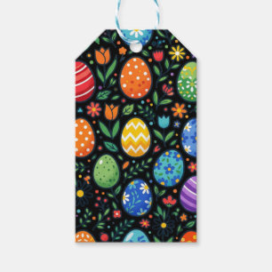 Etiqueta Para Presente Ovos de Páscoa Coloridos e Flores