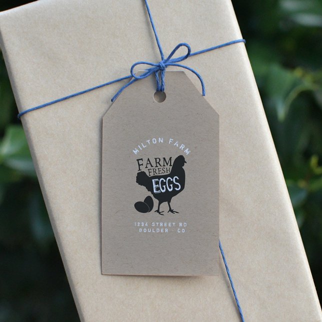 Etiqueta Para Presente Ovos frescos Kraft Script Russo (Criador carregado)