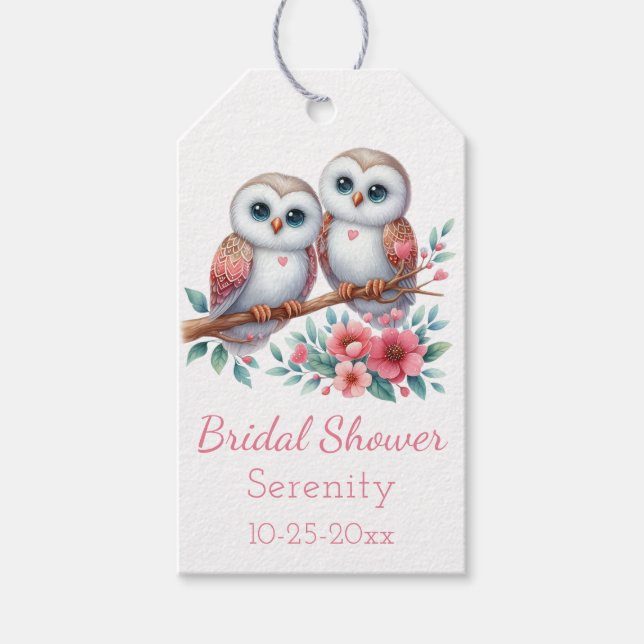 Etiqueta Para Presente Owl Woodland Boho Rustic Country Bridal Shower (Frente)