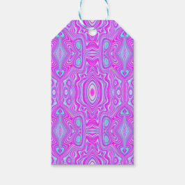 Etiqueta Para Presente Padrão Abstrato Rosa Quente e Azul Água Trippy
