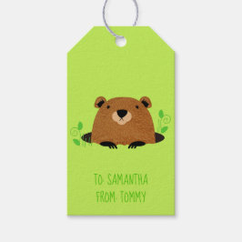Etiqueta Para Presente Padrão Adorável de Groundhog Woodland