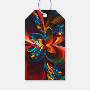 Etiqueta Para Presente Padrão Azul Laranja-Abstrato Floral Moderno #14