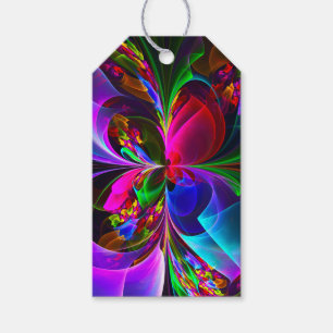 Etiqueta Para Presente Padrão Azul Vermelho Abstrato Floral Moderno #12