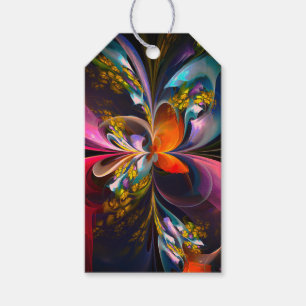 Etiqueta Para Presente Padrão Azul Vermelho Abstrato Floral Moderno #13