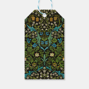 Etiqueta Para Presente Padrão Blackthorn Vintage Fundo Preto Morris Black