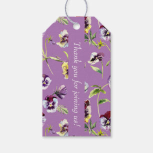 Etiqueta Para Presente Padrão bonito de Panteras de Aquarela em Roxo