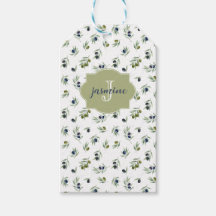Padrão Chic de Aquarela com Nome e Monograma em Ve