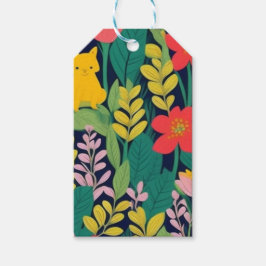 Etiqueta Para Presente Padrão das folhas florais da selva