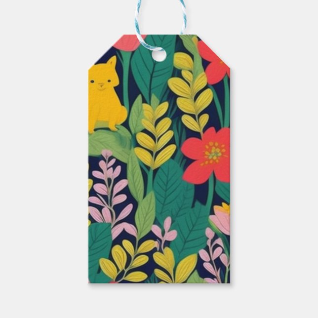 Etiqueta Para Presente Padrão das folhas florais da selva (Frente)