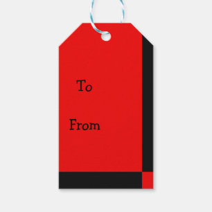 Etiqueta Para Presente Padrão de Abstrato preto e vermelho