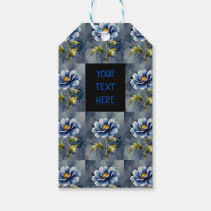 Etiqueta Para Presente Padrão de aquarela de flor azul