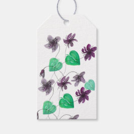 Etiqueta Para Presente Padrão de Aquarela de Violetas Selvagens Encantado