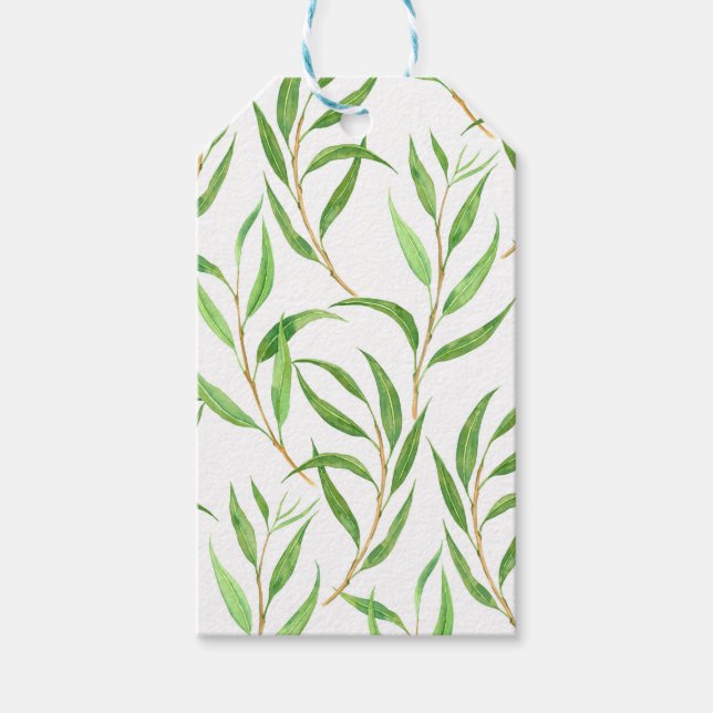Etiqueta Para Presente Padrão de aquarela Eucalyptus em branco (Frente)