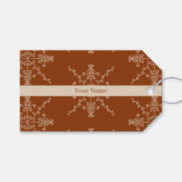 Etiqueta Para Presente Padrão de Arte Linear Boho Indiano Marrom Personal