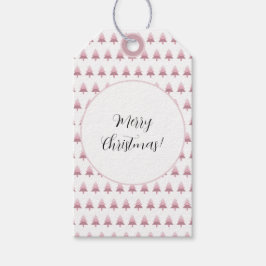 Etiqueta Para Presente Padrão de árvore de Natal com efeito ombre rosa mo