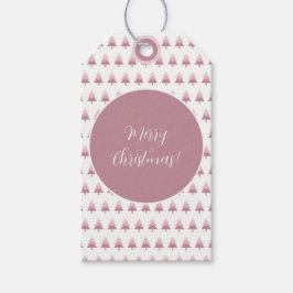 Etiqueta Para Presente Padrão de árvore de Natal ombre rosa elegante