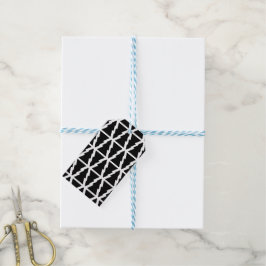 Etiqueta Para Presente Padrão de árvore de Natal preto e branco minimalis
