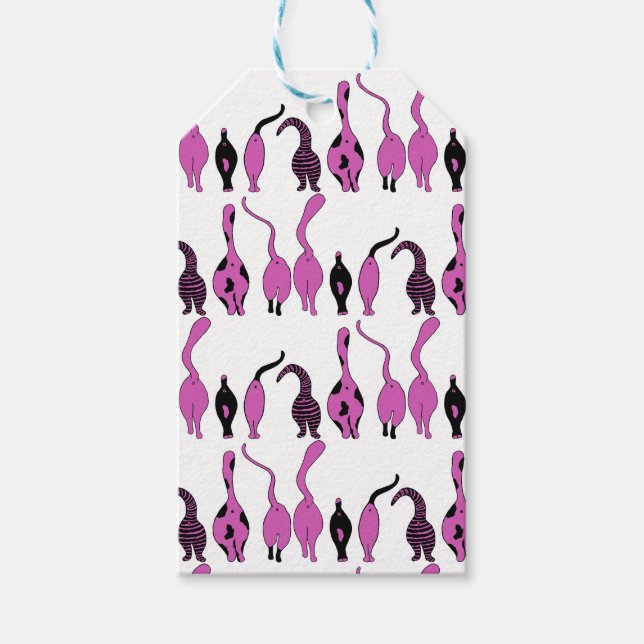 Etiqueta Para Presente Padrão de Bumbuns de Gato Roxo (Frente)