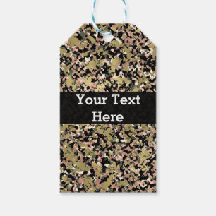 Etiqueta Para Presente Padrão de Camuflagem Preta Verde Dourado Cor-de-Ro