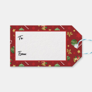 Etiqueta Para Presente Padrão de Caneta Ornamant e Candy de Natal
