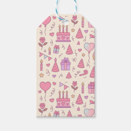 Etiqueta Para Presente Padrão de Celebração da Festa da Princesa Doce