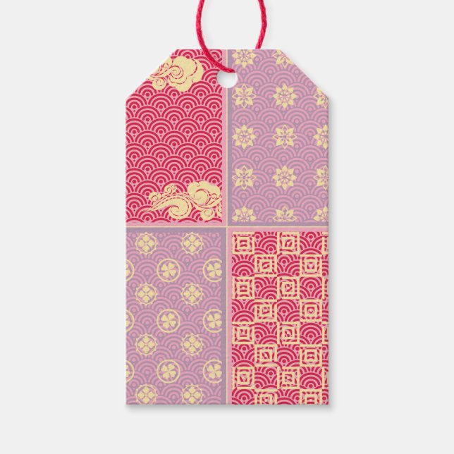 Etiqueta Para Presente Padrão de Combinação Japonesa (Frente)