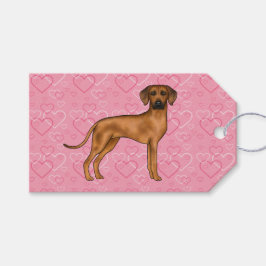 Etiqueta Para Presente Padrão de Coração de Amor pelo Cão Ridgeback da Ro