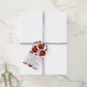 Etiqueta Para Presente Padrão De Damybugs, Red Ladybugs, Chá de fraldas
