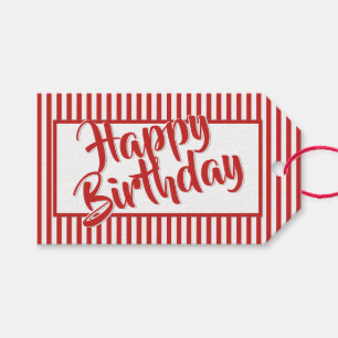 Etiqueta Para Presente Padrão de distribuição simples vermelho/branco 