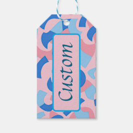 Etiqueta Para Presente Padrão de Doodle Rosa e Azul