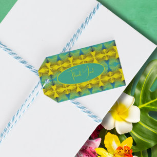 Etiqueta Para Presente Padrão de Estilo de Selva Verde Amarelo Brilhante