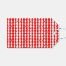 Etiqueta Para Presente padrão de estilo xadrez vermelho do dia dos namora